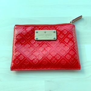 Kate Spade Red Embossed Zip Pouch